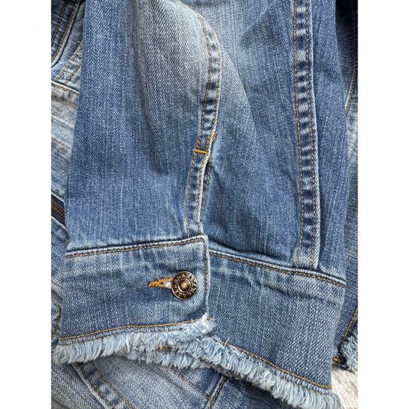 A.B.S. Women’s Cropped Distressed Denim Jacket, Amber Rhinestones, Size 22W - Picture 7 of 10